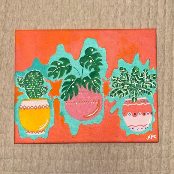 🪴 {PRICE FIRM} Potted Plants Acrylic Painting ~ Handcrafted - Picture 2 of 6